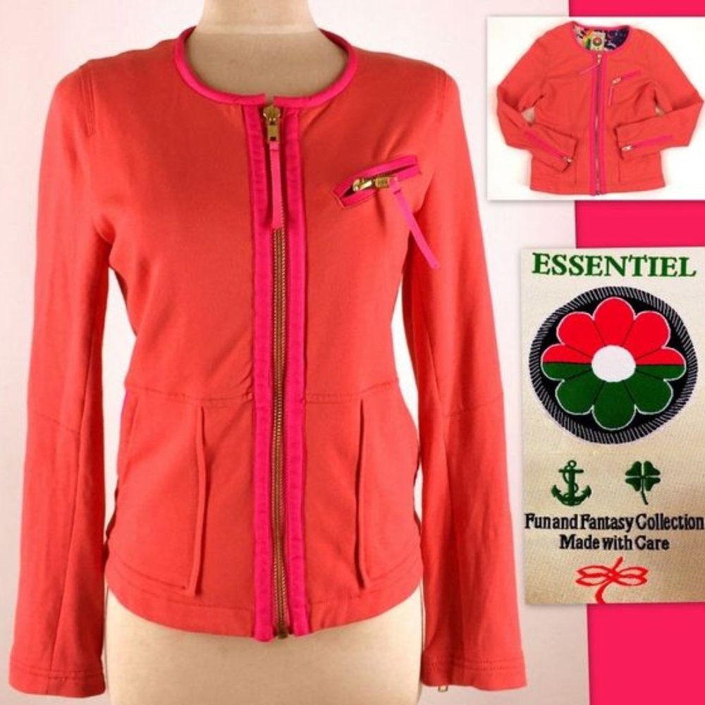Essentiel Pink Jacket Anthropologie Gold Zip Small